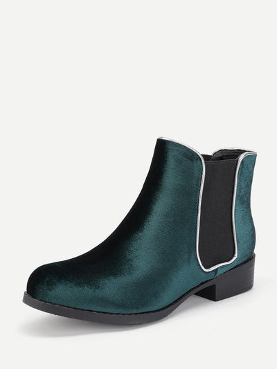 Round Toe Velvet Chelsea Boots-shoes-Des Mess