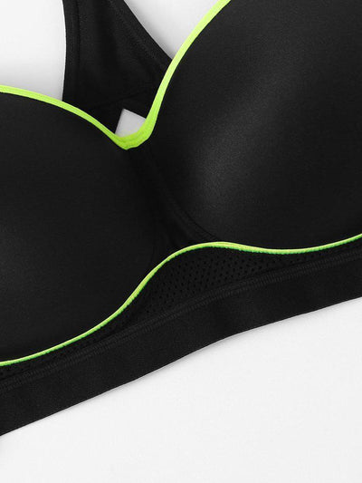 Contrast Piping Sports Bra-sportswear-Des Mess