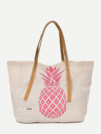 Pineapple Print Tote Bag-accessories-Des Mess
