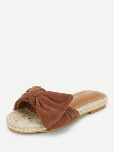 Bow Decorated Espadrille Flat Sandals-shoes-Des Mess