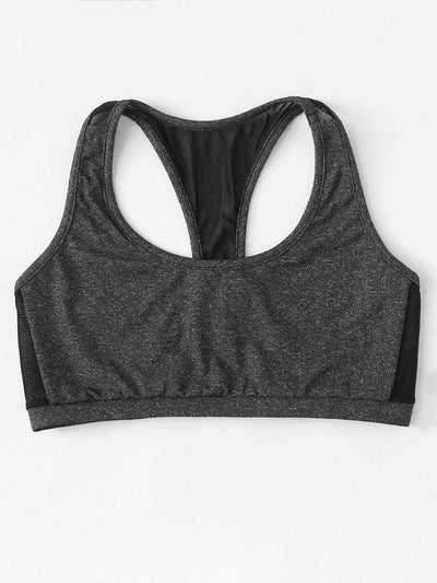 Mesh Panel Racerback Sports Bra-sportswear-Des Mess