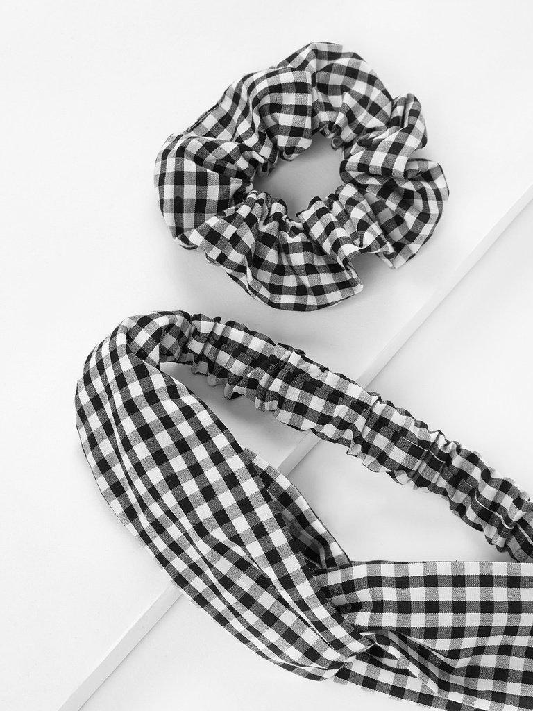 Gingham Print Headband & Hair Tie-hair-Des Mess