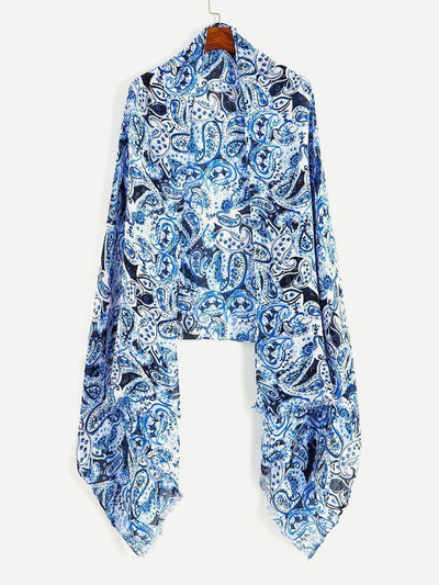 Paisley Print Frayed Trim Scarf-accessories-Des Mess