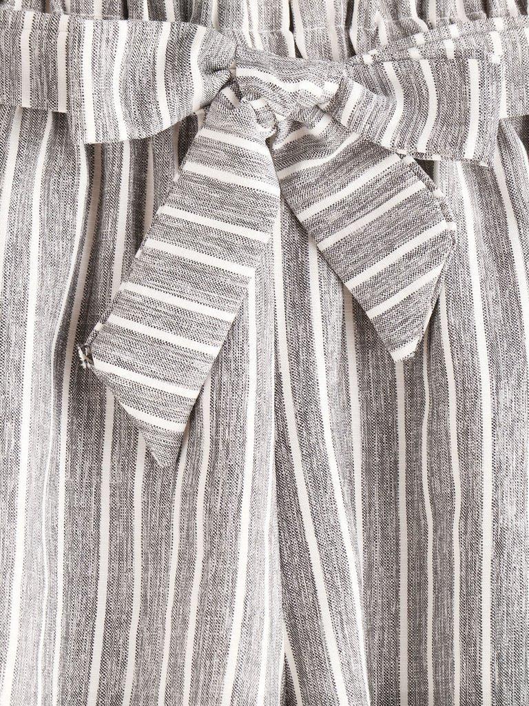 Vertical Stripe Elastic Waist Self Tie Front Shorts-bottom-Des Mess