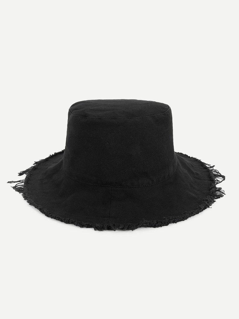 Frayed Trim Bucket Hat--Des Mess