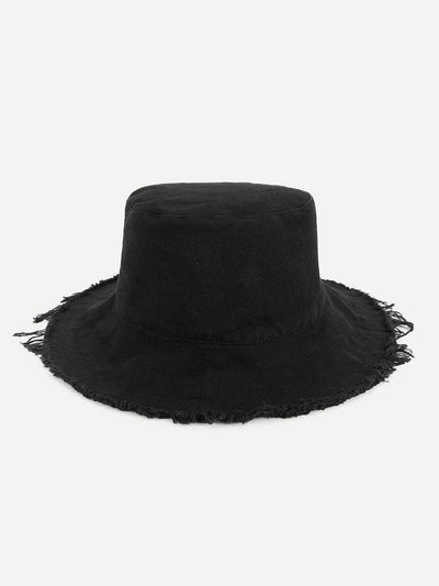 Frayed Trim Bucket Hat--Des Mess
