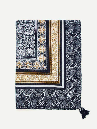 Geometric Tassel Decorated Scarf-accessories-Des Mess