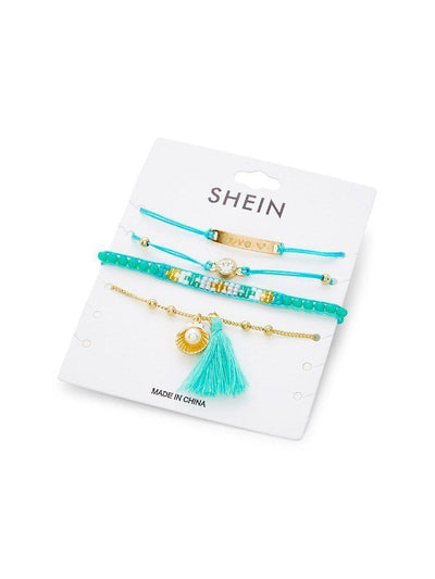 Tassel & Shell Detail Bracelet Set With Jewelry--Des Mess