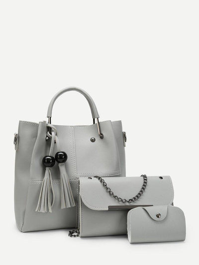 Tassel Charm Tote Bag 3pcs-accessories-Des Mess