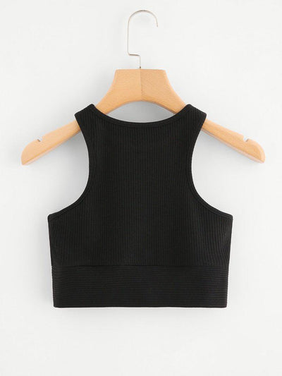 Rib Knit Racer Sports Bra-sportswear-Des Mess