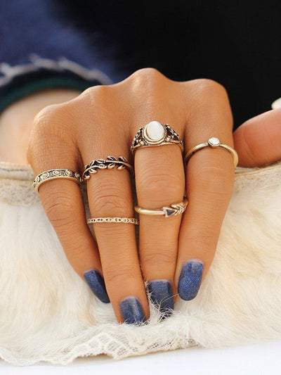 Gold Leaf Shaped Ring Set-jewelry-Des Mess