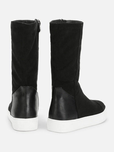Round Toe Mid Calf Boots-shoes-Des Mess