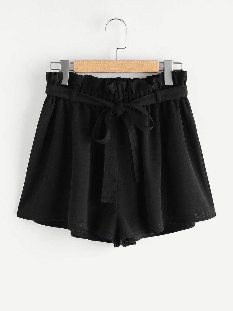 Frill Waist Self Belted Shorts-bottom-Des Mess