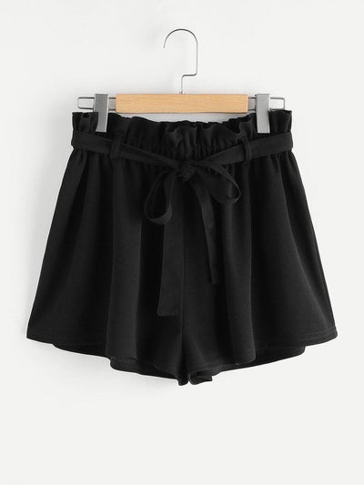 Frill Waist Self Belted Shorts-bottom-Des Mess