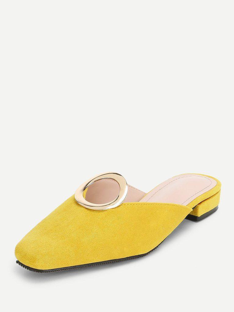 Ring Front Square Toe Suede Flats-shoes-Des Mess