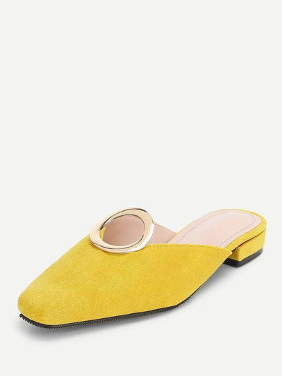Ring Front Square Toe Suede Flats-shoes-Des Mess