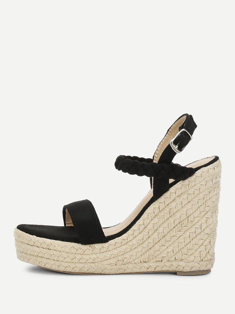 Woven Strap Platform Wedge Sandals-shoes-Des Mess