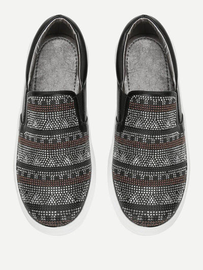 Geometric Pattern Slip On Sneakers-shoes-Des Mess