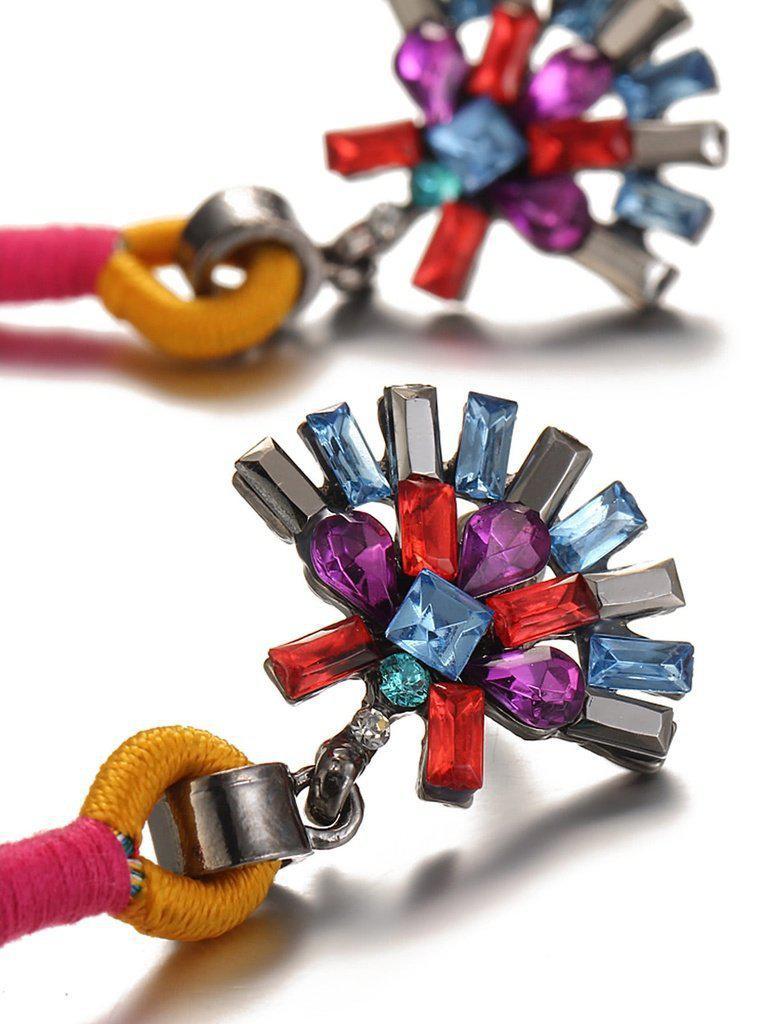 Tassel Drop Earrings With Rhinestone-jewelry-Des Mess