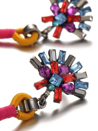 Tassel Drop Earrings With Rhinestone-jewelry-Des Mess