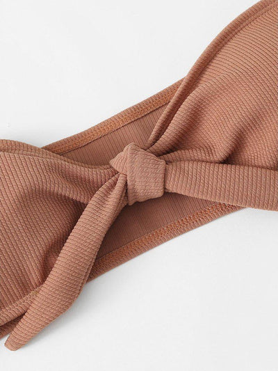 Knot Front Bikini Set-swimwear-Des Mess