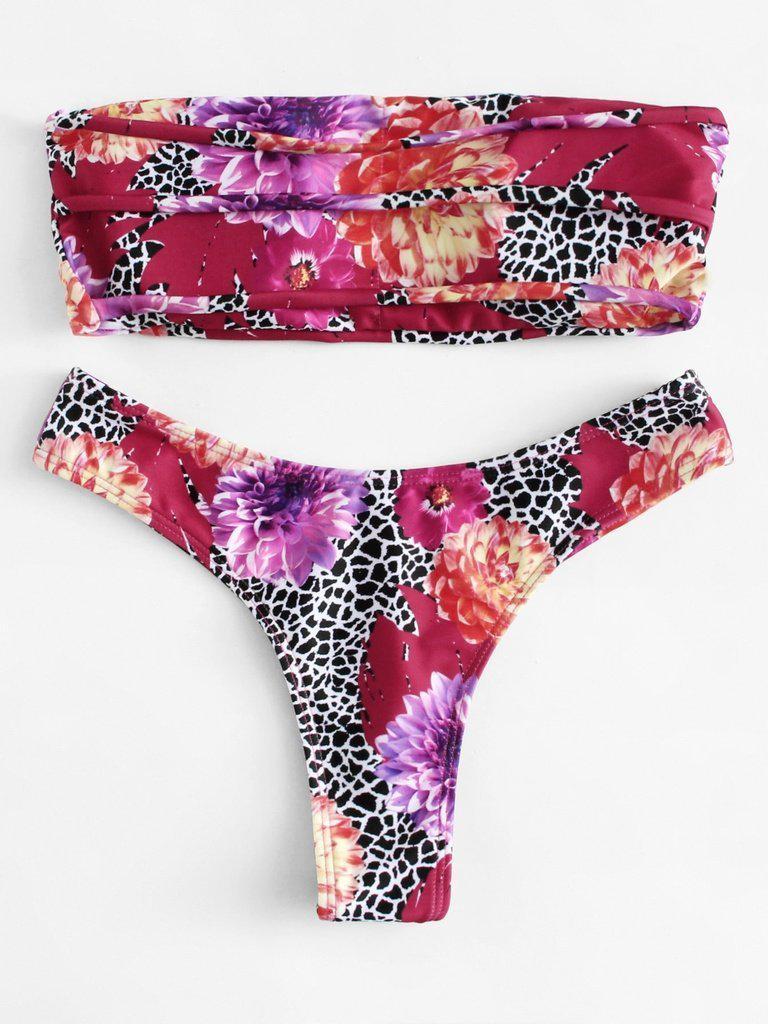 Ladder Cutout Back Bandeau Bikini Set-swimwear-Des Mess