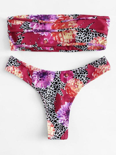 Ladder Cutout Back Bandeau Bikini Set-swimwear-Des Mess