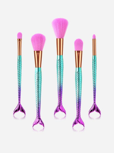 Fish Shaped Ombre Handle Eye Brush 5Pcs-makeup-Des Mess