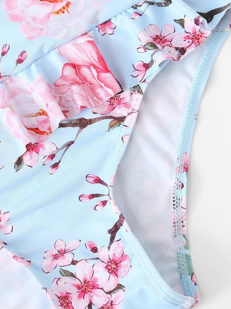 Flower Print Flounce Swimsuit--Des Mess
