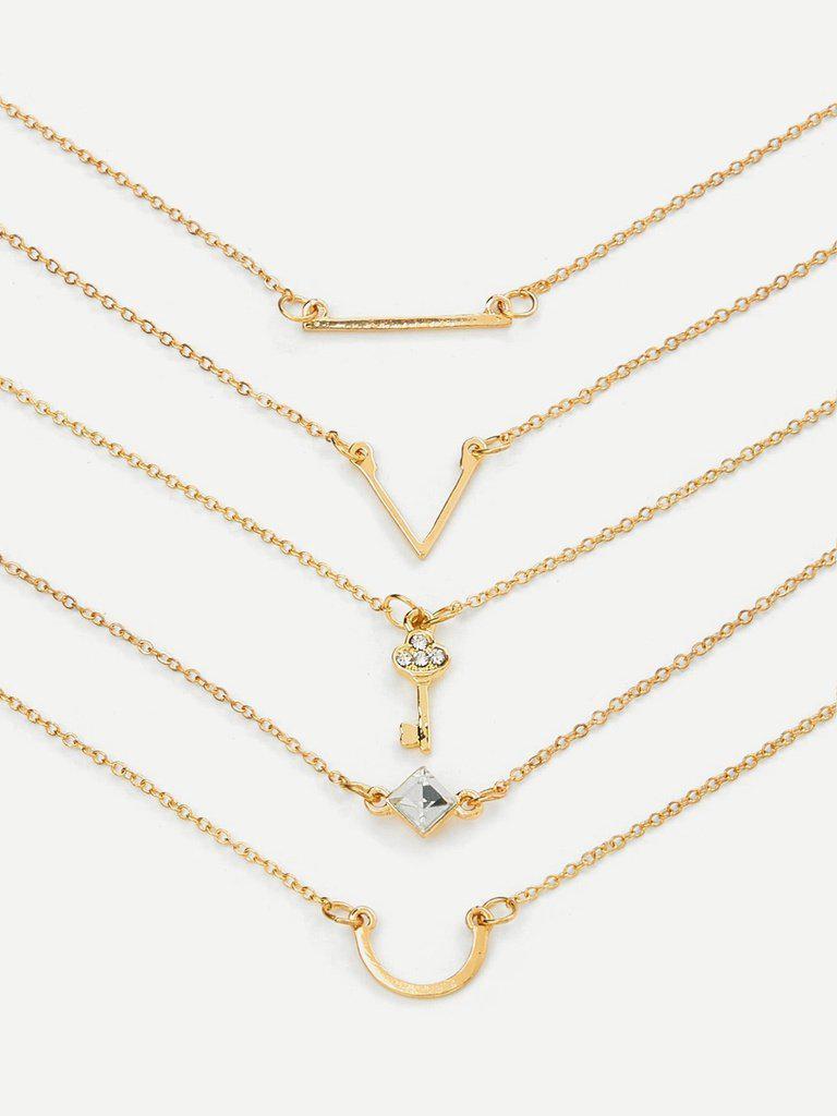 Letter V & Key Design Link Bracelet Set--Des Mess