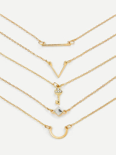 Letter V & Key Design Link Bracelet Set--Des Mess