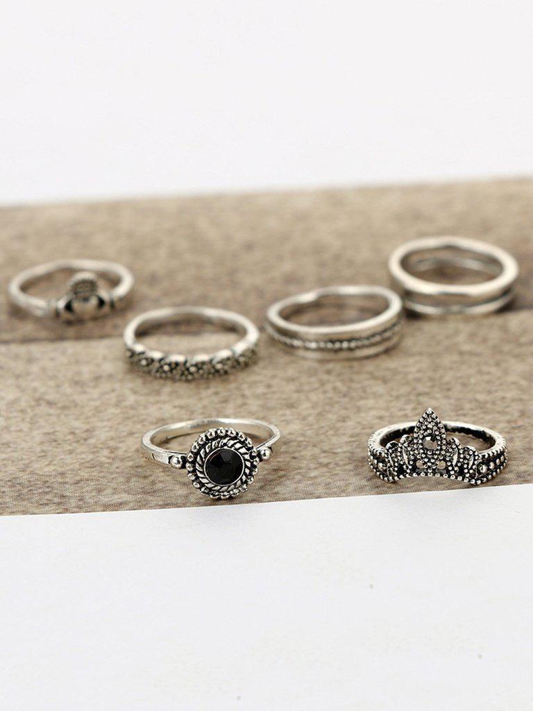 Elephant & Gemstone Rings Set 8pcs-jewelry-Des Mess