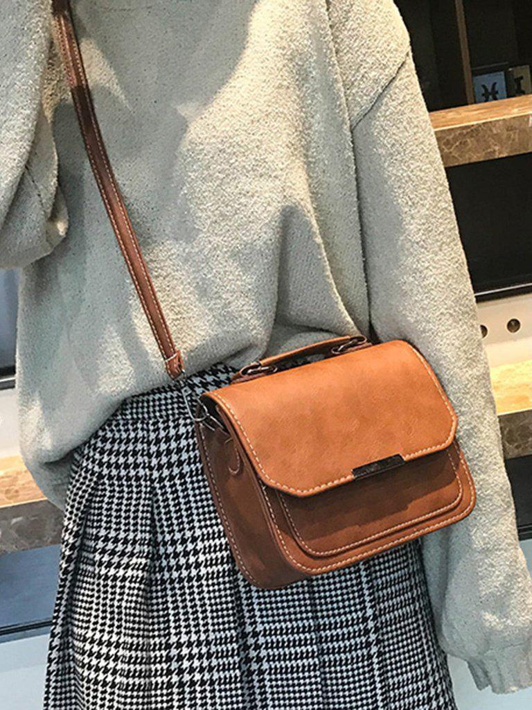Metal Detail Flap PU Shoulder Bag-accessories-Des Mess