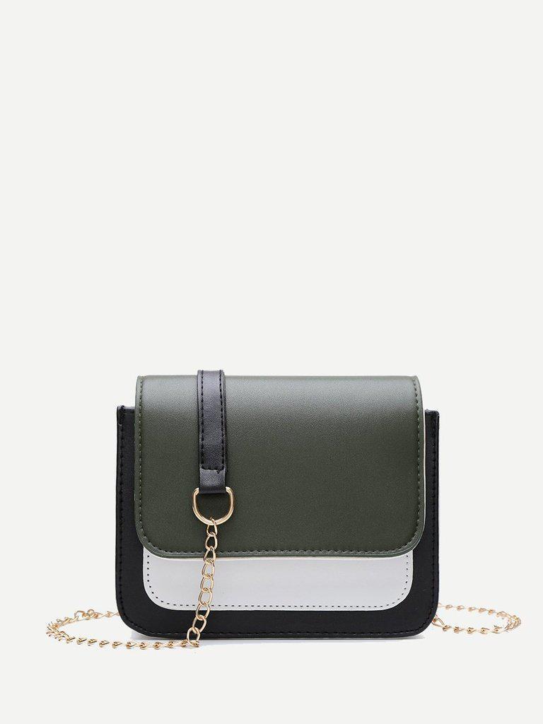 Color Block Flap Chain Bag-accessories-Des Mess