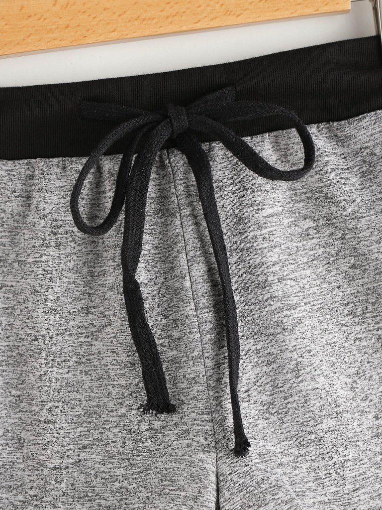 Drawstring Waist Ringer Shorts-bottom-Des Mess