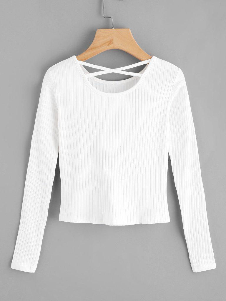 Criss Cross Back Ribbed Sweater-outerwear-Des Mess