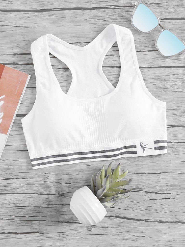 Striped Detail Racerback Sports Bra-sportswear-Des Mess
