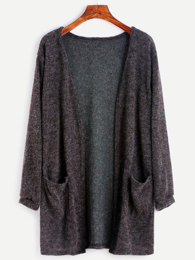 Dark Grey Fuzzy Cardigan-outerwear-Des Mess