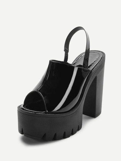 Peep Toe Patent Leather Platform Heels-shoes-Des Mess