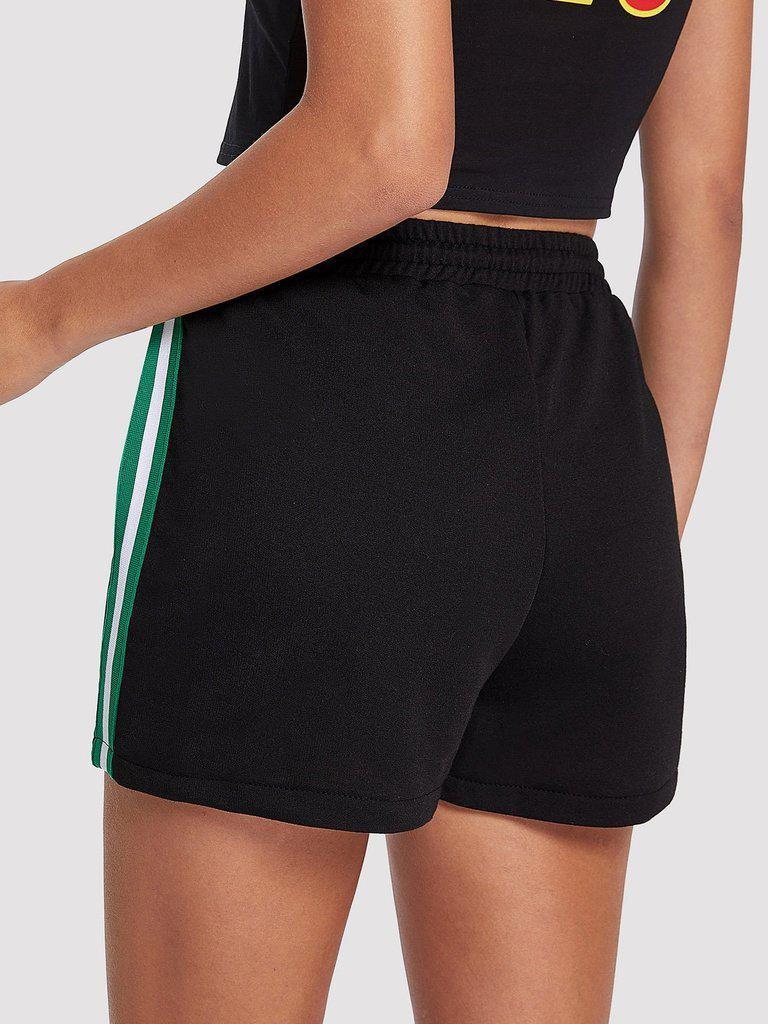 Striped Tape Side Drawstring Waist Shorts-bottom-Des Mess