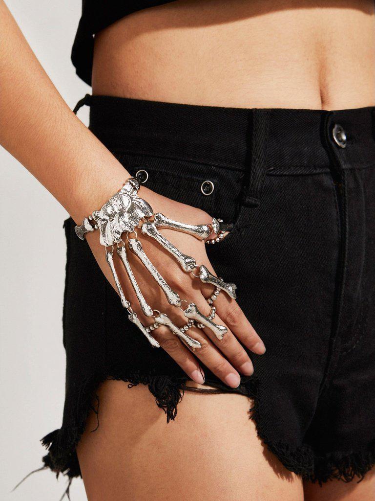 Hand Bone Design Bracelet With Finger Ring-jewelry-Des Mess