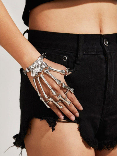 Hand Bone Design Bracelet With Finger Ring-jewelry-Des Mess