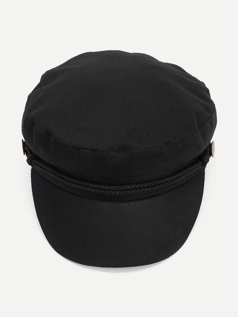 Button Detail Bakerboy Cap-accessories-Des Mess