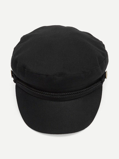 Button Detail Bakerboy Cap-accessories-Des Mess
