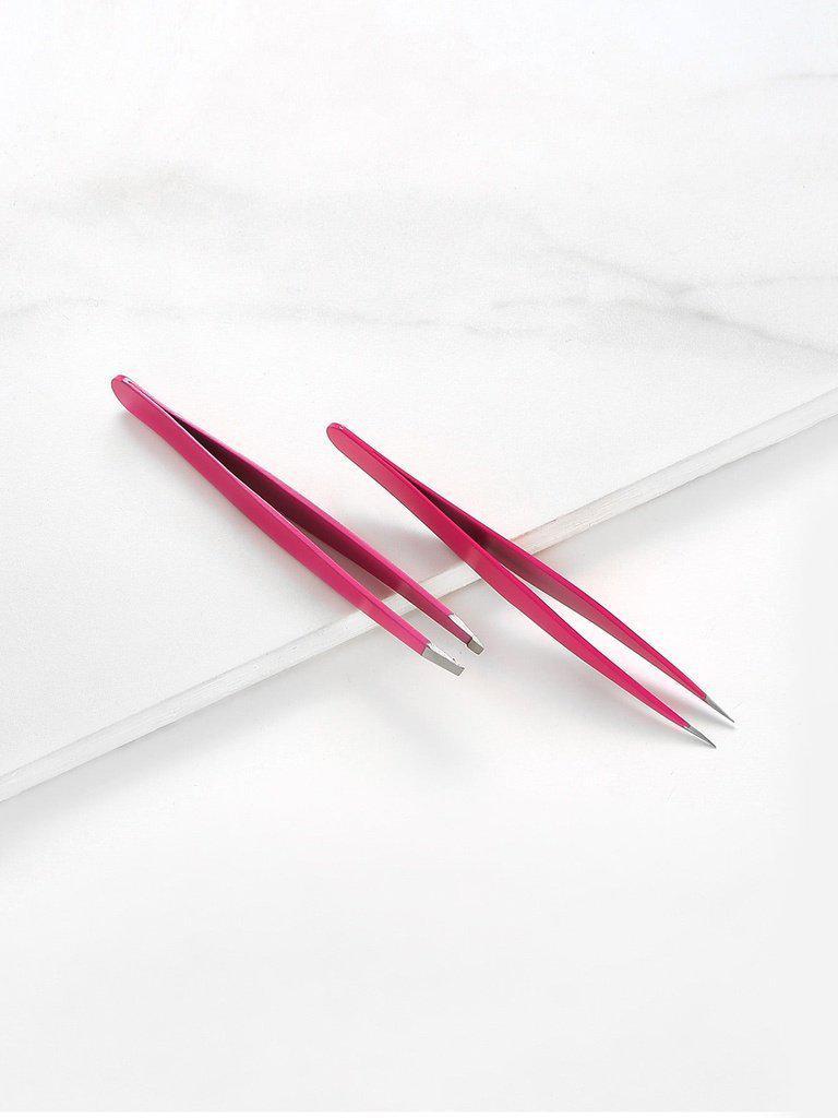 Slant & Tip Eyebrow Tweezers Set 2pcs-makeup-Des Mess