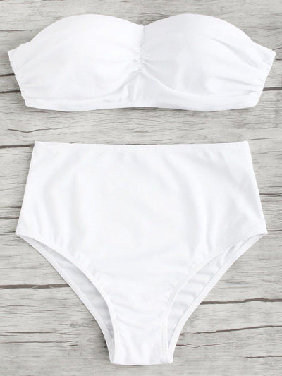 High Rise Bandeau Bikini Set-swimwear-Des Mess