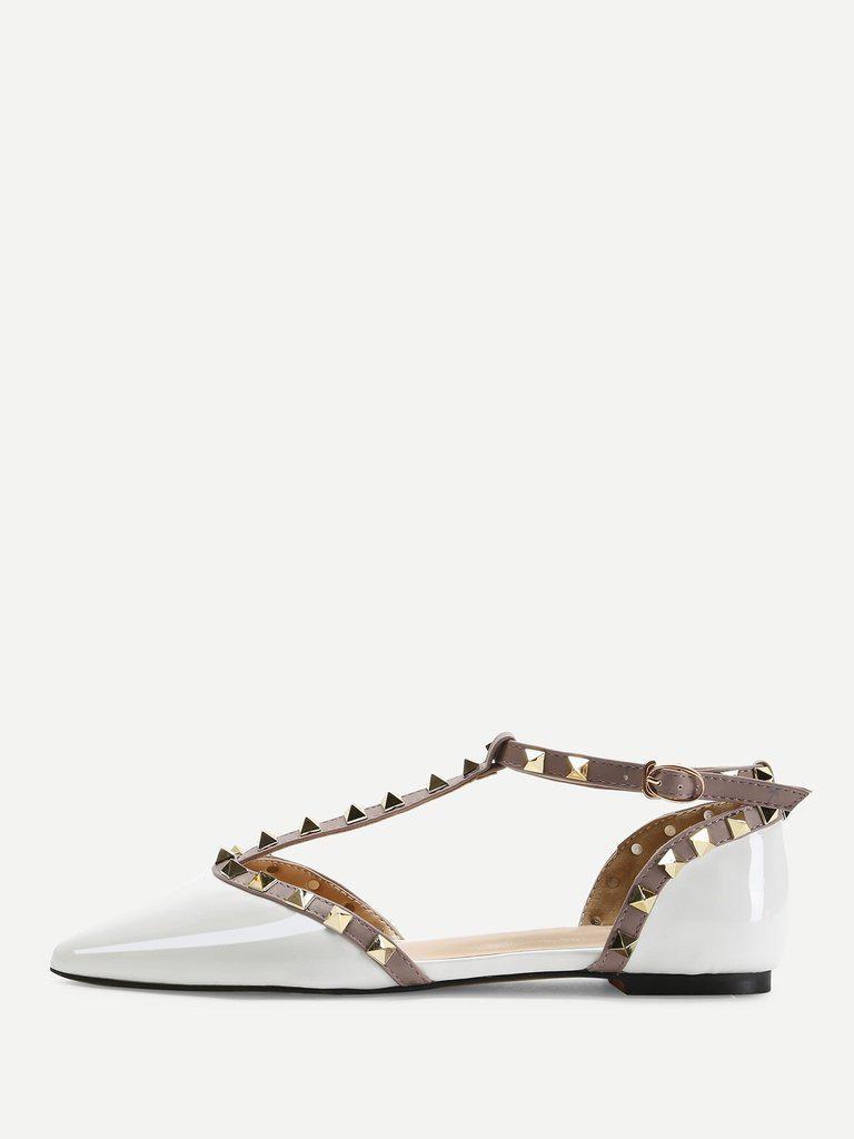 T-strap Studded Ballet Flats-shoes-Des Mess