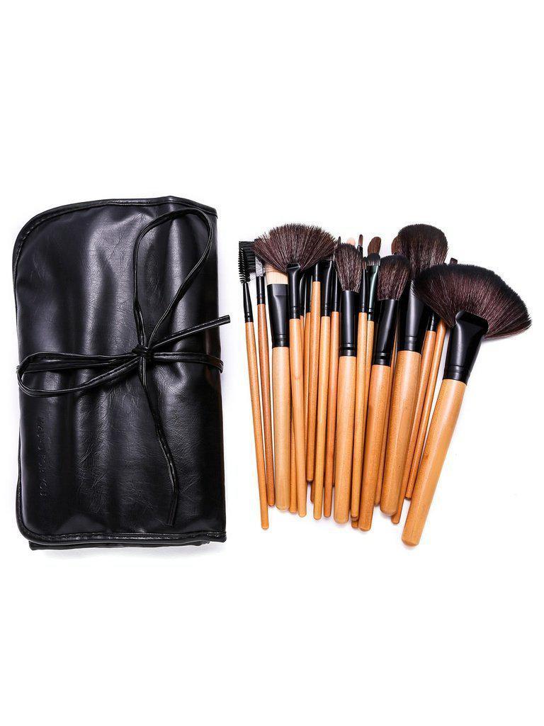 24PCS Natural Brown Professional Makeup Brush Set With Black Bag--Des Mess