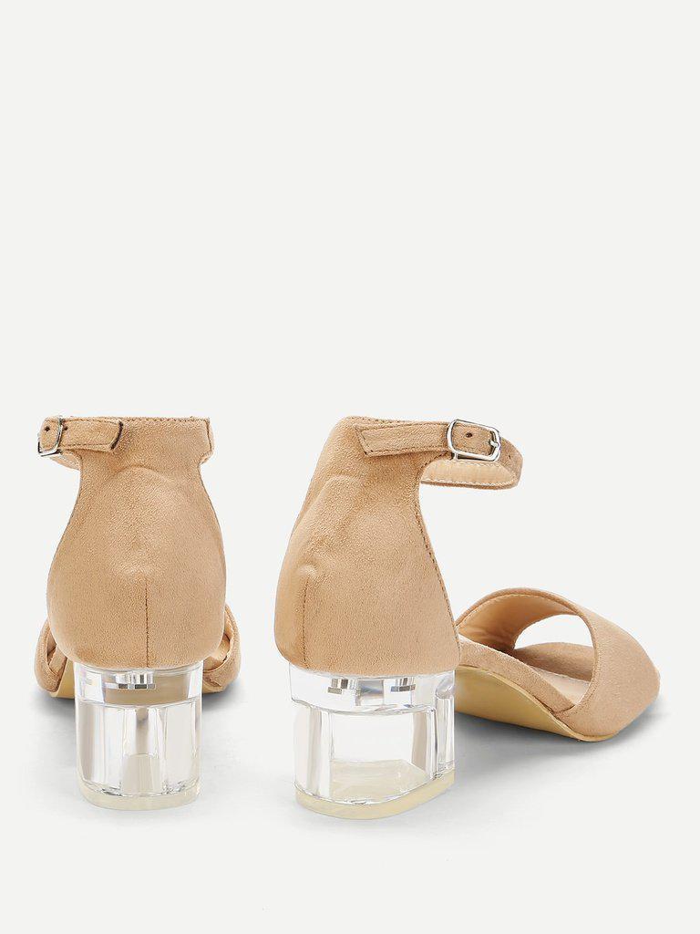 Two Part Clear Block Heels-shoes-Des Mess