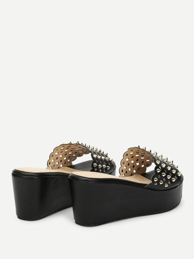 Rivet Cut Out Sandals-shoes-Des Mess